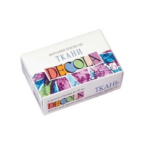Akrilinių dažų rinkinys audiniams "DECOLA", 6 spalvų