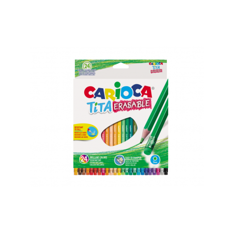 Spalvoti pieštukai tribriauniai su trintuku TITA CARIOCA, 24 spalvų