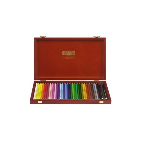 Spalvoti pieštukai dailei „POLYCOLOR“ medinėje dėžutėje Koh-I-Noor, 36 spalvų